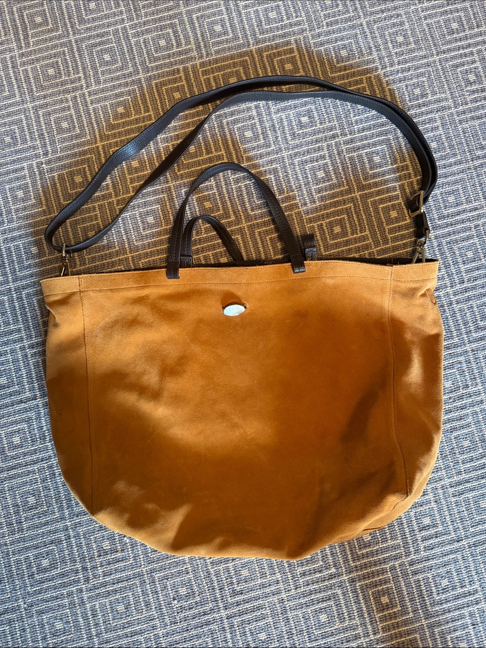 Mark and Graham Brown Suede Tote Bag with Shoulder Strap